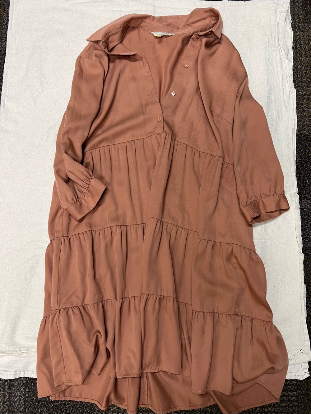DownEast Tiered Button-Front Maxi Dress in Mauve